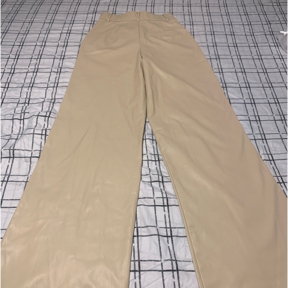 Zara light Faux Leather Wide Leg pants